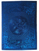 Обложка для паспорта Герб РФ металлик синий (нат.кожа) арт1,15м-251