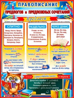 Обучающий плакат "Правописание предлогов" P2-564