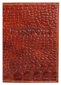 Обложка для паспорта "КРОКО" PASSPORT (нат.кожа) коричневый арт.1,03гр-КРОКО-220