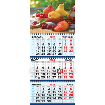 Квартальный календарь на 2025 год "Натюрморт. Сочные груши" КТ-25-302 (в упаковке)
