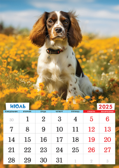 Перекидной настенный календарь на ригеле на 2025 год "Собачки. Милый друг" РБ-25-023 (без упаковки)