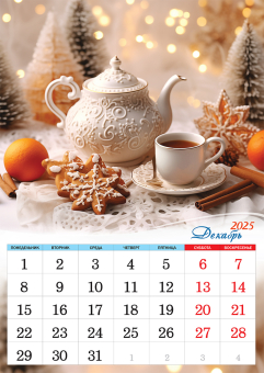 Перекидной настенный календарь на ригеле на 2025 год "Приятного чаепития" РБ-25-045 (без упаковки)