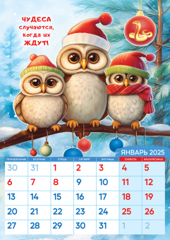 Перекидной настенный календарь на ригеле на 2025 год "Символ года. Уютный семейный календарь" РБ-25-011 (в упаковке)