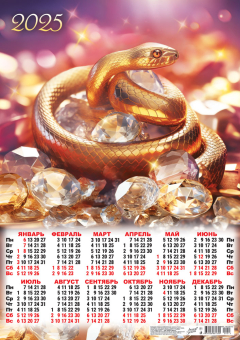 Листовой календарь на 2025 год А2 "Символ года. Золотой змей" ПО-25-013