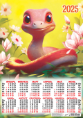 Листовой календарь на 2025 год А2 "Символ года. Забавные змейки: розовая малышка" ПО-25-079