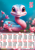 Листовой календарь на 2025 год А2 "Символ года. Забавные змейки: перламутровая принцесса" ПО-25-080