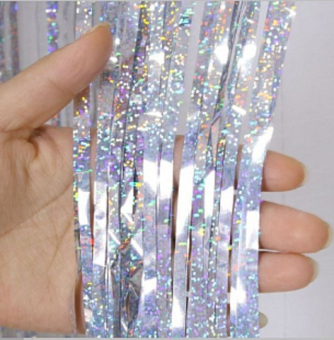 Новогодний дождик (занавес) "Серебро с голографией" арт.100-200-СерГ