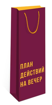 Подарочный бумажный пакет "План действий на вечер" 0194.382