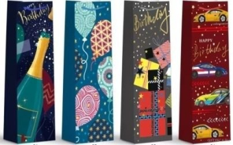 Бумажные подарочные пакеты "Под бутылку" 431B