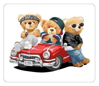 Магнит виниловый "Медвежата на красной машине" 15.11.02375