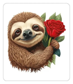 Магнит виниловый "Ленивец с розой" 15.11.02380