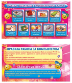 Карточки-шпаргалки "Правила поведения в компьютерном классе" 087.006