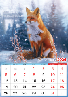 Перекидной настенный календарь на ригеле на 2026 год "Охота" РБ-26-056 (без упаковки)