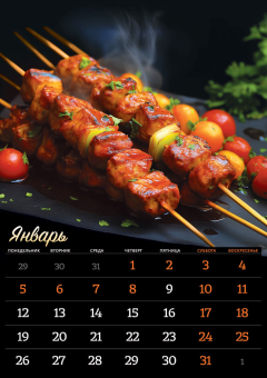 Перекидной настенный календарь на ригеле на 2026 год "Календарь гурмана" РБ-26-050 (без упаковки)