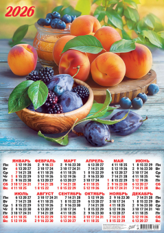 Листовой календарь на 2026 год А2 "Натюрморт. Дачные дары" ПО-26-191