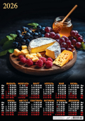 Листовой календарь на 2026 год А2 "Календарь гурмана. Сырно-фруктовая тарелка" ПО-26-225