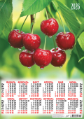 Листовой календарь на 2026 год А2 "Ягоды. Спелая вишня" ПО-26-232