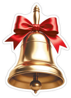 Вырубная фигурка из картона "Колокольчик золотой с красным бантом" М-17298