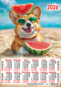 Листовой календарь на 2026 год А3 "Забавные собаки. Настоящее лето" ПМ-26-094