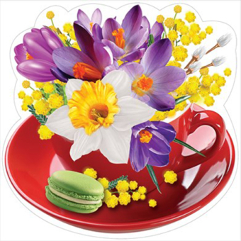 Украшение на скотче "Чашка с цветами" 3001189