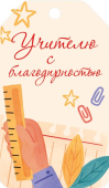 Мини-открытка/Бирка для подарка "Учителю с благодарностью" БФ2-15913
