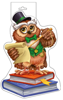 Вырубная фигурка из картона "Сова со свитком и указкой" М-15839