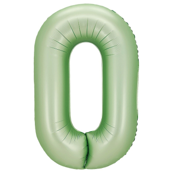 Фольгированный шар "0" цвет авокадо сатин 24310