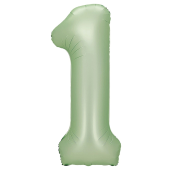 Фольгированный шар "1" цвет авокадо сатин 24311