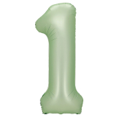 Фольгированный шар "1" цвет авокадо сатин 24311
