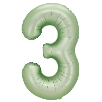 Фольгированный шар "3" цвет авокадо сатин 24313