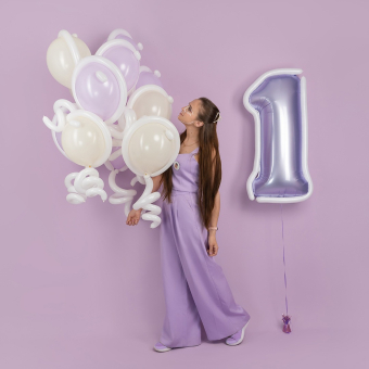 Фольгированный шар "1" цвет сиреневый сатин 400100SL