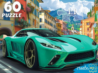 Картонный пазл для детей "Зелёный спортивный автомобиль" Ф60-4529