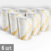 Праздничные бумажные стаканы "Белый мрамор" 3.0000859