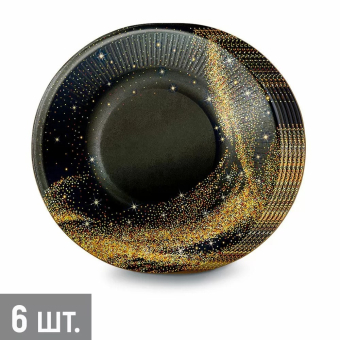 Одноразовые тарелки для праздника "Чёрное с золотом" 3.0000866