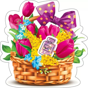 Украшение на скотче "Корзинка с тюльпанами и мимозой" 079.249