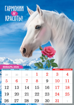 Перекидной настенный календарь на ригеле на 2026 год "Символ года. Купайтесь в радости и богатстве" РБ-26-001 (в упаковке)