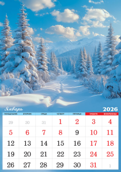 Перекидной настенный календарь на ригеле на 2026 год "Природа. Белые лебеди" РБ-26-036 (в упаковке)