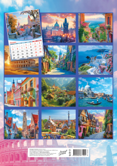 Перекидной настенный календарь на ригеле на 2026 год "Прогулки по городам мира" РБ-26-041 (в упаковке)