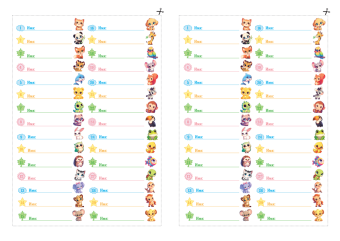 Наклейки на шкафчики в детский сад "Милые зверюшки" НКШ-012