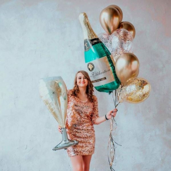 Фольгированный шар "Бокал Шампанского Gold" арт.4690296073411