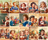 Набор мини-открыток "Первый раз в первый класс" 9.0000959