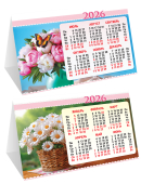 Настольный календарь-домик (складной) на 2026 год "Цветы. Нежные ромашки и пионы" КДС-26-022