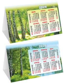 Настольный календарь-домик (складной) на 2026 год "Природа. Берёзки" КДС-26-027