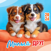 БОЛЬШОЙ перекидной настенный календарь на скрепке на 2026 год "Собаки. Милый друг" БПК-26-025 (в упаковке)