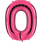 Фольгированный шар "0" цвет Pink Розовый 1207-2178