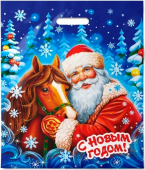 Пакет новогодний ПВД с вырубной ручкой "Любимец" НГ4047Люб