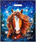 Пакет новогодний ПВД с вырубной ручкой "Метелица" НГ4047Мет