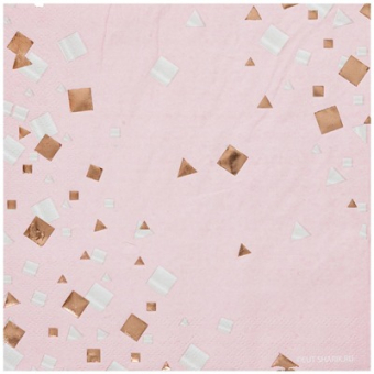 Праздничные бумажные салфетки "Конфетти Party. Розовый. Тиснение фольгой" 1502-5506