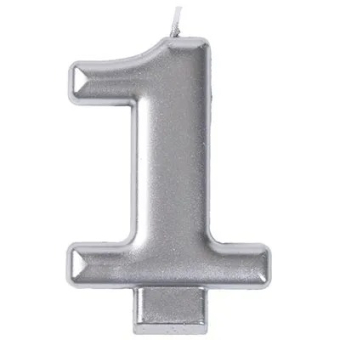Свеча -цифра "1" Серебряная 1502-4591
