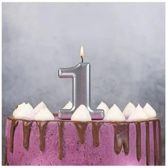 Свеча -цифра "1" Серебряная 1502-4591